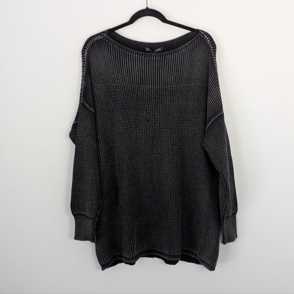NEW Peruvian Connection Soft Black Esplar Knit Tunic Sweater Size XL 100% Cotton